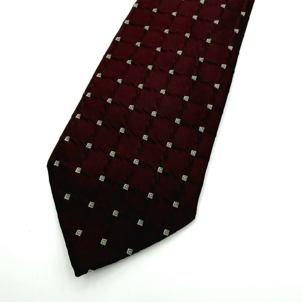 Altea Milano Burgundy‎ Geometric Silk Mens Neck Tie Textured